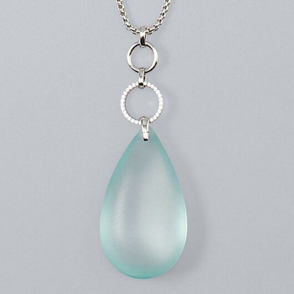 WHBM PAVED CIRCLE Teardrop LARGE Pendant Necklace UNIQUE AND BEAUTIFUL! - Picture 1 of 4